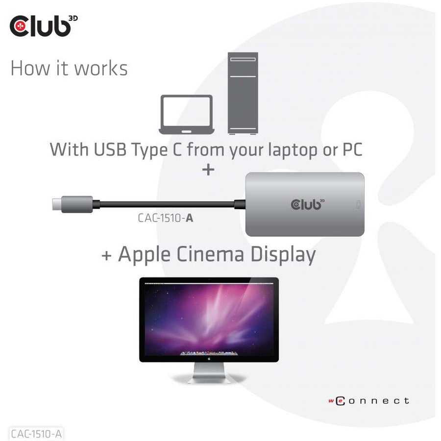 CLUB 3D, Adaptateur vidéo Club 3D Dvi-D/Usb-C