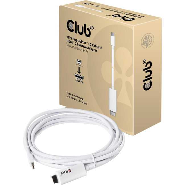 CLUB 3D, Câble Club 3D Mini Displayport 1.2 vers adaptateur actif Hdmi Uhd 4K60Hz M/M 3M/9.84Ft