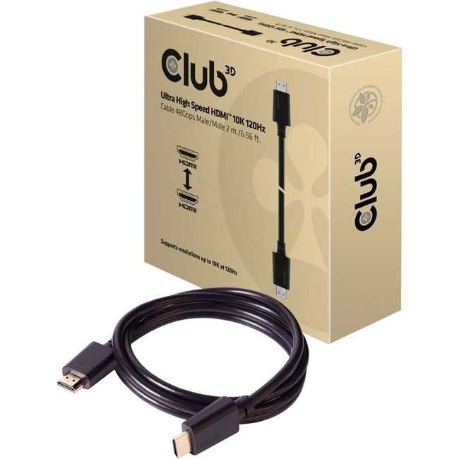 CLUB 3D, Câble HDMI ultra haut débit Club 3D 10K 120 Hz 48 Gbps M/M 2 M./6,56 Ft.