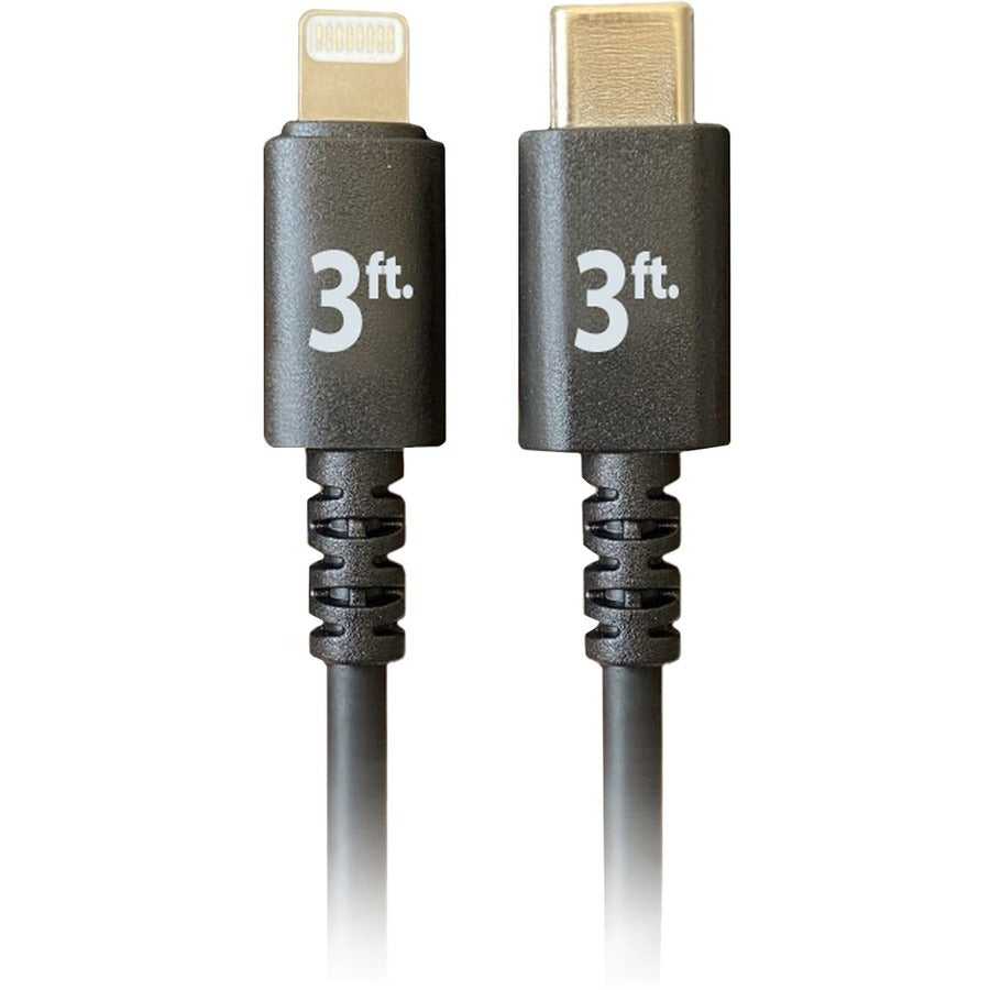 Entreprise de connectivité complète, Câble complet Pro Av/It Lightning mâle vers USB-C mâle noir 3 pieds