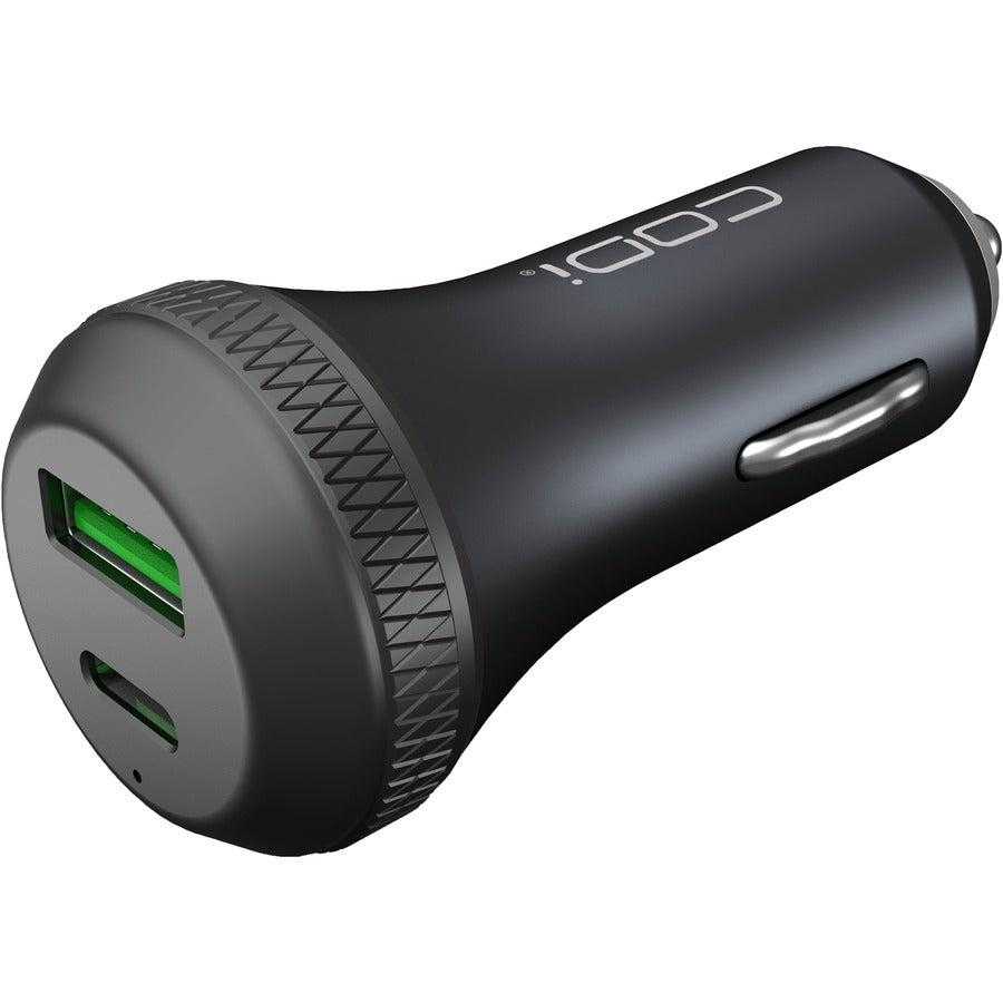 CODi dans le monde, Chargeur de voiture CODi USB-C avec sorties USB-C et USB-A - QC 3.0 18W + PD 18W