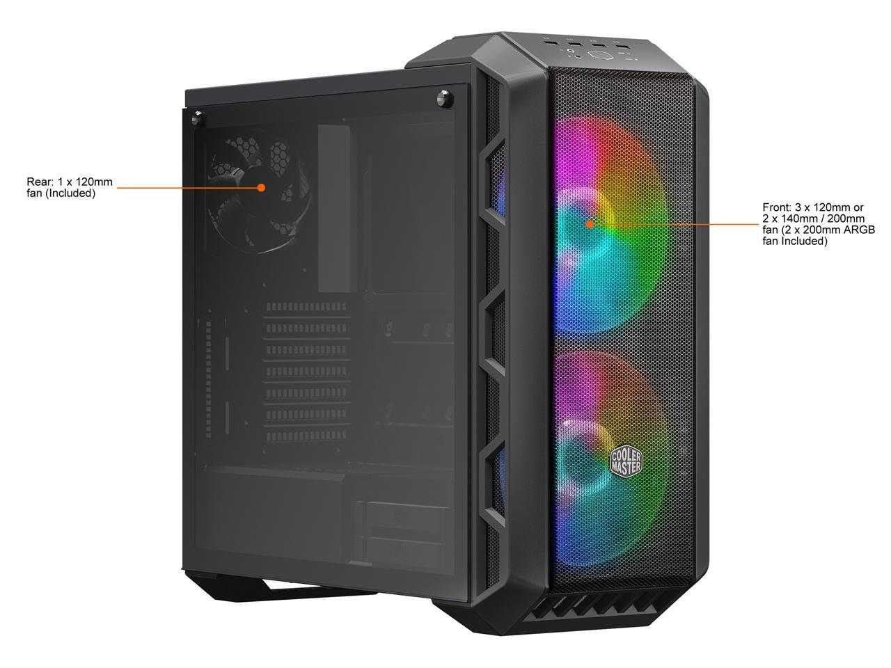 Maître du refroidisseur, Cooler Master Mastercase H500 Argb Airflow Atx Mid-Tower avec option de maillage et de panneau avant transparent