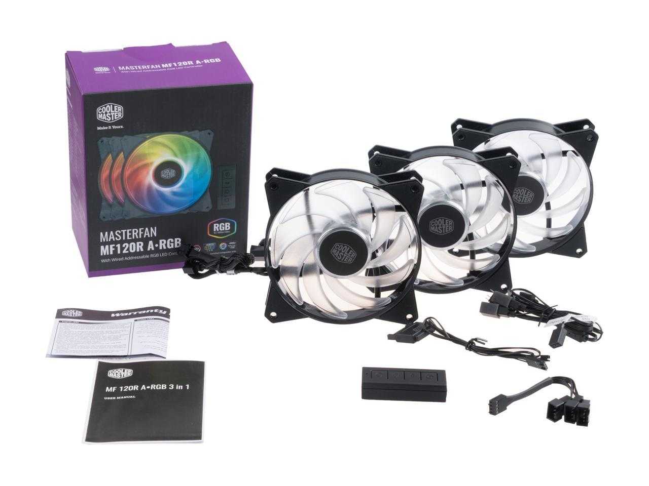 Maître du refroidisseur, Cooler Master Masterfan Mf120R Ventilateur RVB adressable de 120 mm, 3 en 1 avec contrôleur LED Argb, LED contrôlée indépendamment. R4-120R-203C-R1.