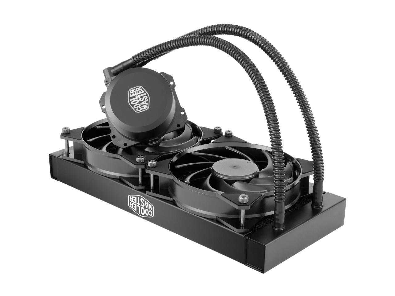 Maître du refroidisseur, Cooler Master Masterliquid Lite 240 Aio Cpu Refroidisseur liquide, pompe à LED blanche, tube Fep, double équilibre d'air 120 mm Mf, technologie à double dissipation