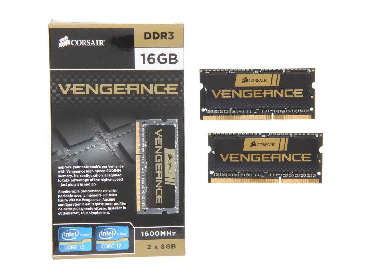 Corsaire, Corsair Vengeance 8 Go 204 broches Ddr3 So-Dimm Ddr3 1600 (Pc3 12800) Modèle de mémoire pour ordinateur portable Cmsx8Gx3M1A1600C10