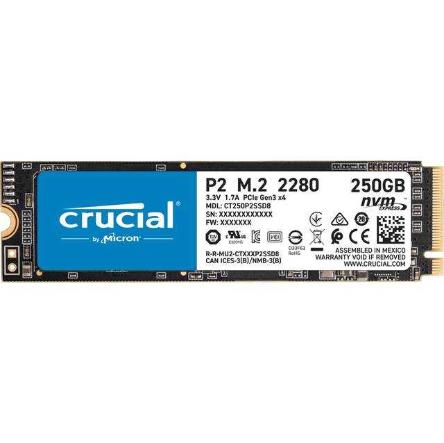 Crucial, Disque SSD Crucial P2 250 Go M.2 2280 Pci-Express 3.0 Nvme (Micron 3D Nand)