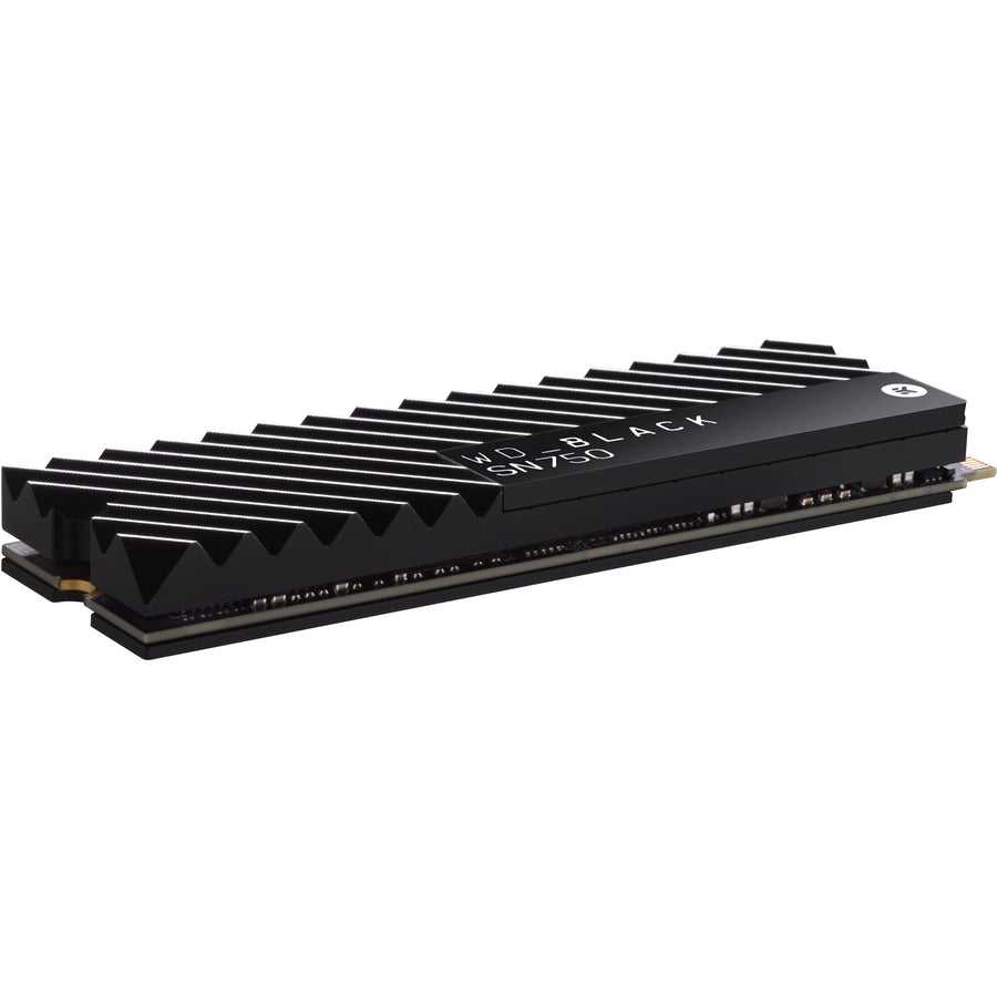 Société numérique occidentale, Disque SSD Wd Black Sn750 Wds200T3Xhc 2 To avec dissipateur thermique - Pci Express (Pci Express 3.0 X4) - 1200 To (Tbw) - Interne - M.2 2280