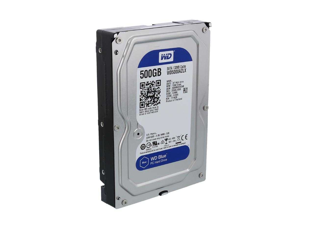 Numérique occidental, Disque dur de bureau Wd Blue 500 Go - 7 200 tr/min Sata 6 Go/s 32 Mo de cache 3,5 pouces - Wd5000Azlx