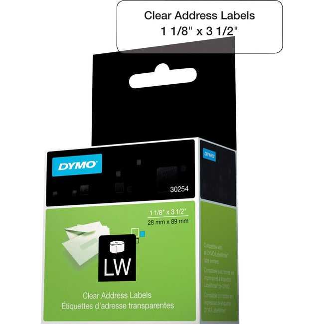 DYMO, Étiquettes d'adresse claires et colorées – 130 étiquettes. Taille : 1-1/8 po X 3-1/2 po