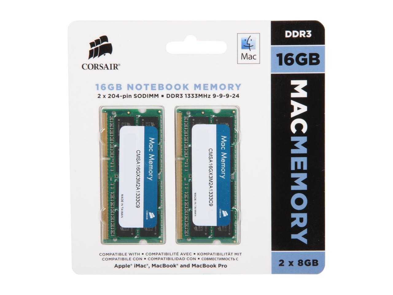 Corsaire, Mémoire Corsair 16 Go (2 x 8 Go) Ddr3 1333 (Pc3 10600) pour modèle Apple Cmsa16Gx3M2A1333C9