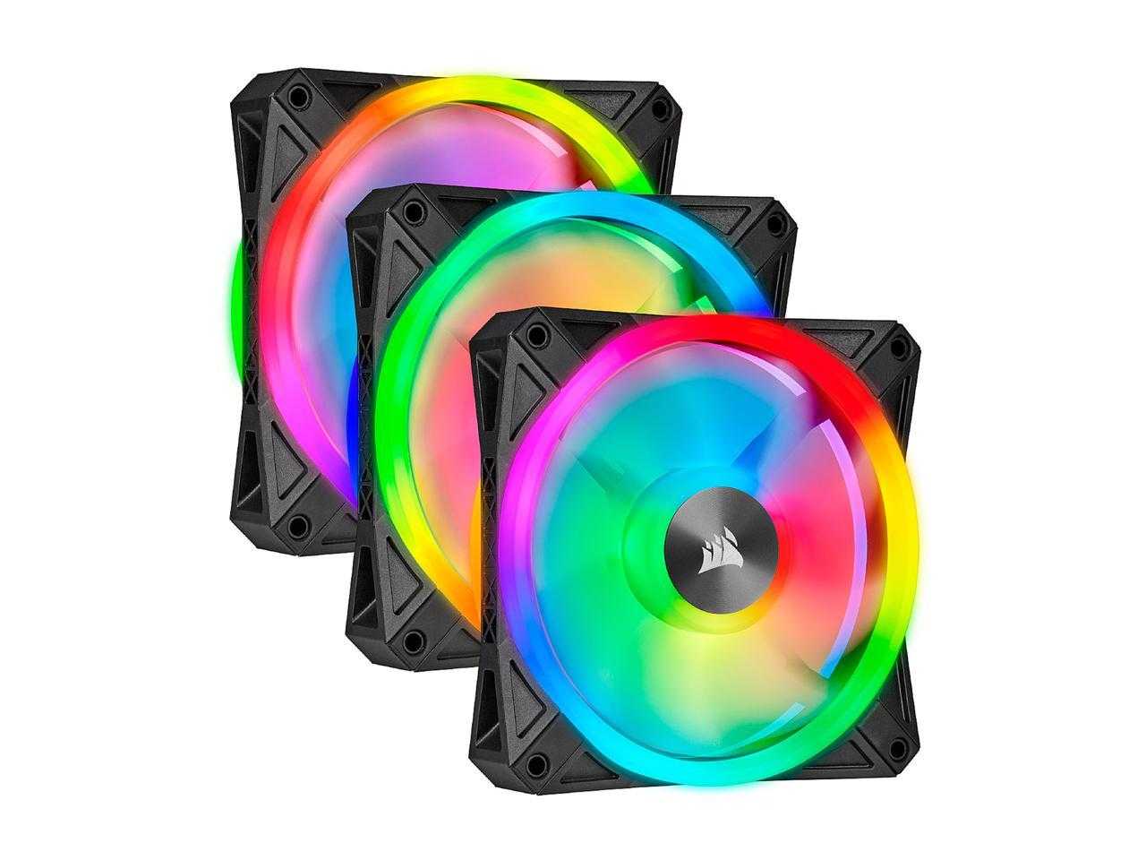 Corsaire, Série Corsair Ql, Icue Ql120 Rgb, ventilateur LED Rgb 120 mm, pack triple avec noyau de nœud d'éclairage, Co-9050098-Ww