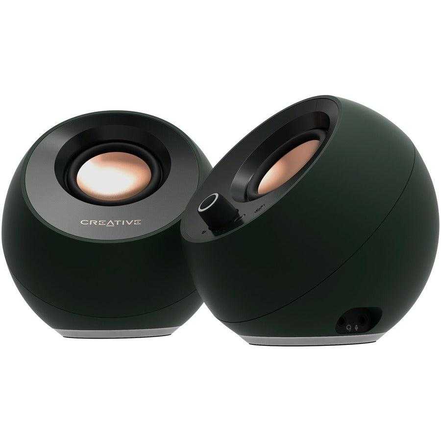 Créatif, Système de haut-parleurs Bluetooth portables Creative Pebble Pro 2.0 - 10 W RMS - Vert alpin