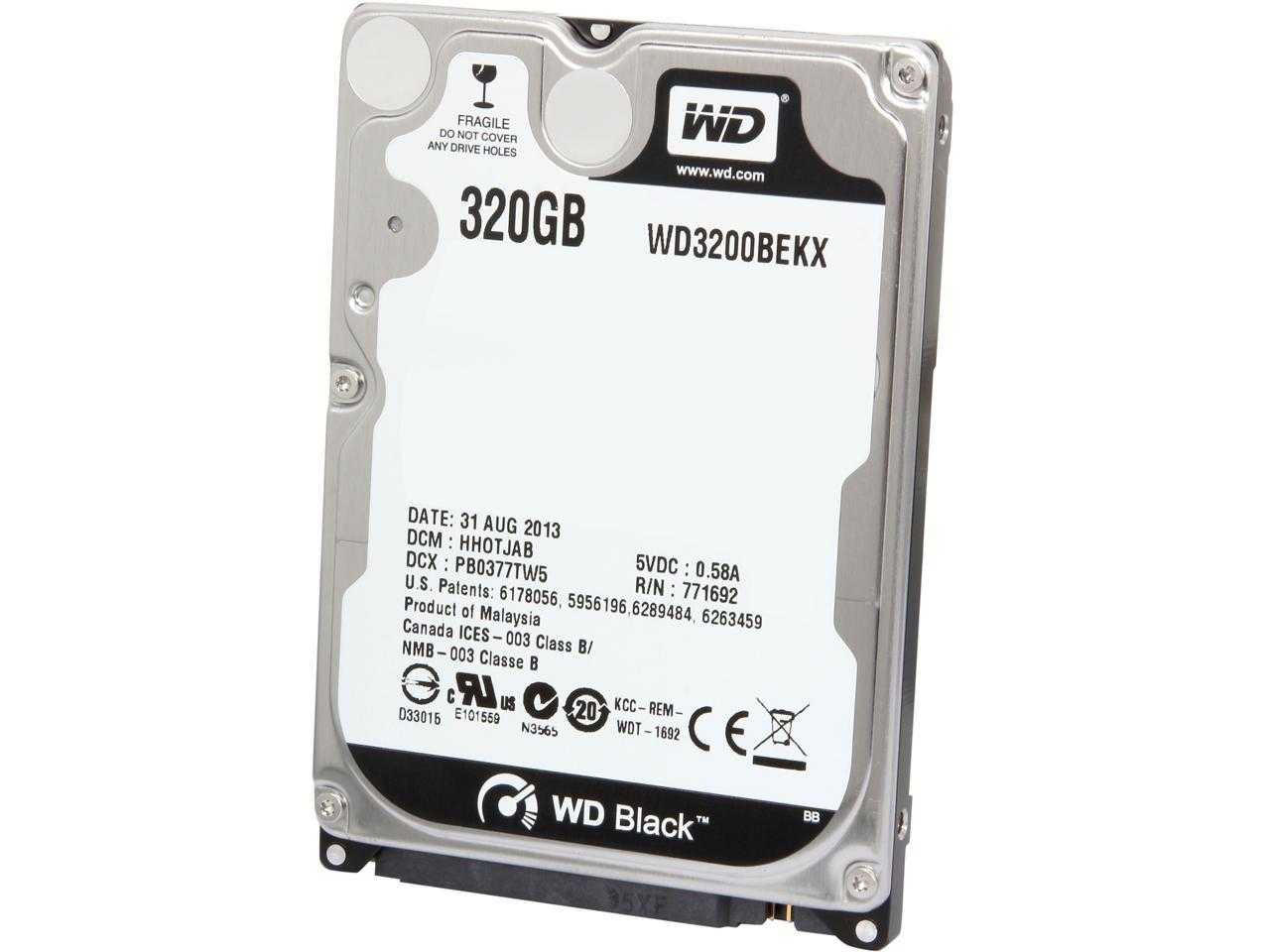 Numérique occidental, Wd Black Series Wd3200Bekx 320 Go 7200 tr/min 16 Mo de cache SATA 6,0 Go/s 2,5" disque dur interne pour ordinateur portable