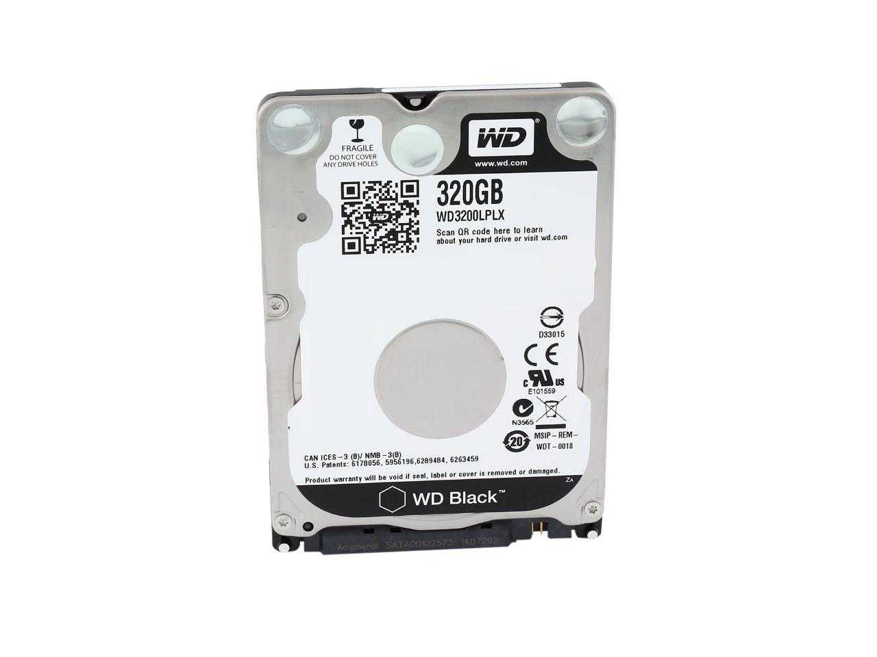 Numérique occidental, Wd Black Wd3200Lplx 320 Go 7200 tr/min 32 Mo de cache Sata 6,0 Go/s 2,5" Disque dur interne nu