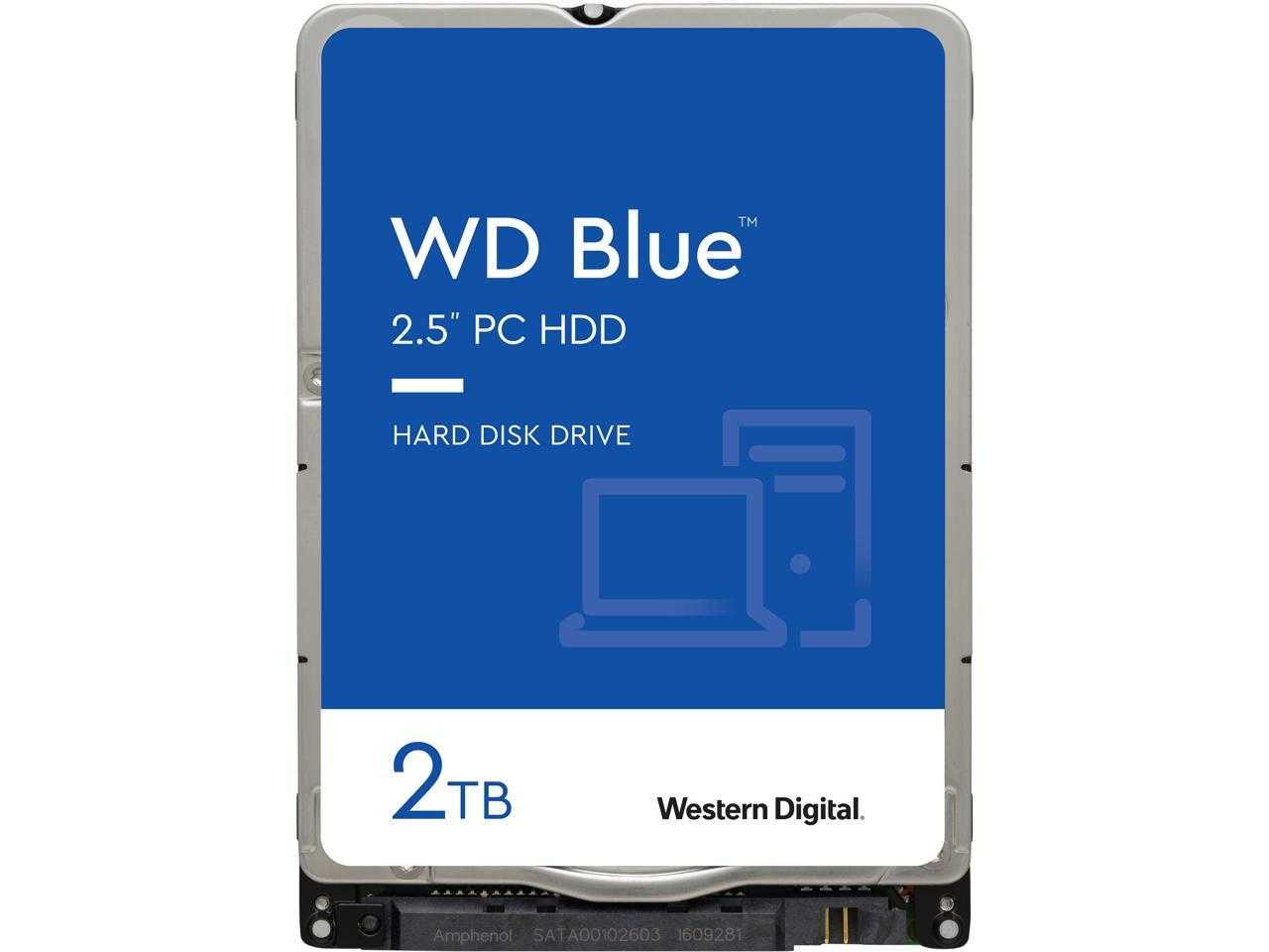 Numérique occidental, Wd Blue Wd20Spzx Disque dur interne pour ordinateur portable 2 To 5 400 tr/min 128 Mo de cache SATA 6,0 Go/s 2,5"